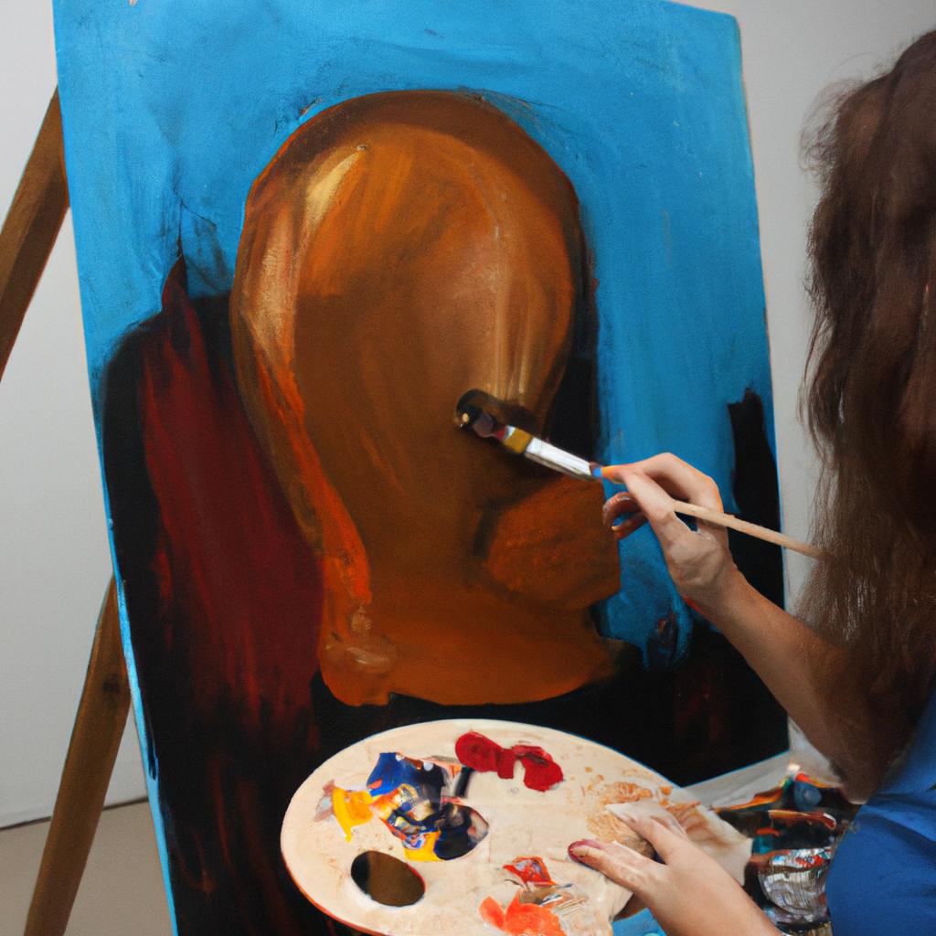 Person painting with oil paints
